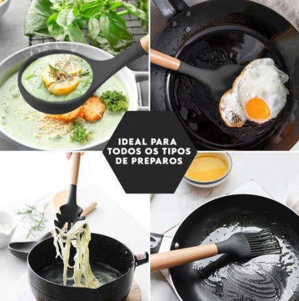 Kit de Utensílios de Silicone - Peças ideais para os diversos preparos na cozinha