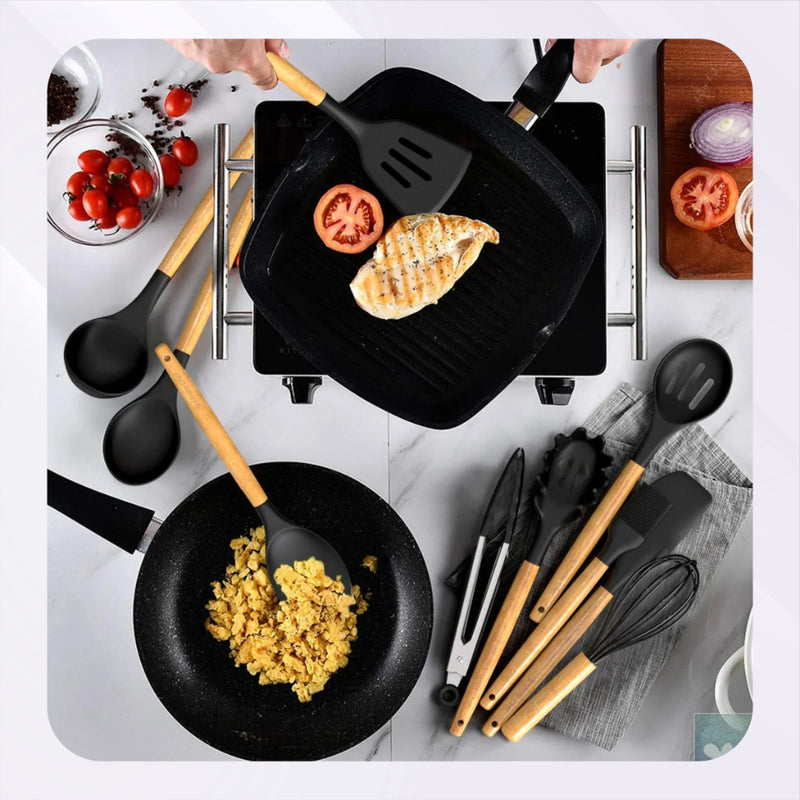 Kit de Utensílios de Silicone - Peças ideais para os diversos preparos na cozinha