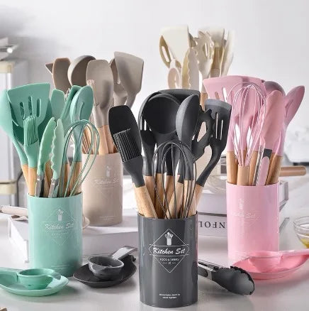 Kit de Utensílios de Silicone - Peças ideais para os diversos preparos na cozinha