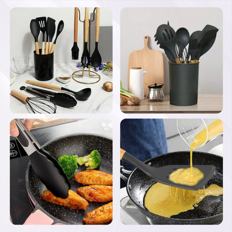 Kit de Utensílios de Silicone - Peças ideais para os diversos preparos na cozinha