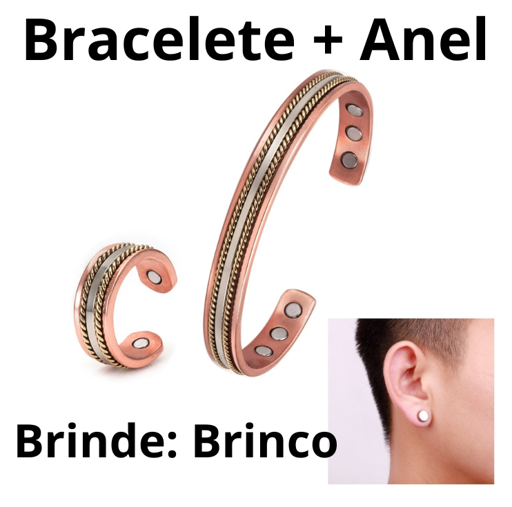 Bracelete e Anel Terapêuticos - Reduz Dores, Ansiedade e Emagrece - Ganhe 1 Par de Brincos de Brinde