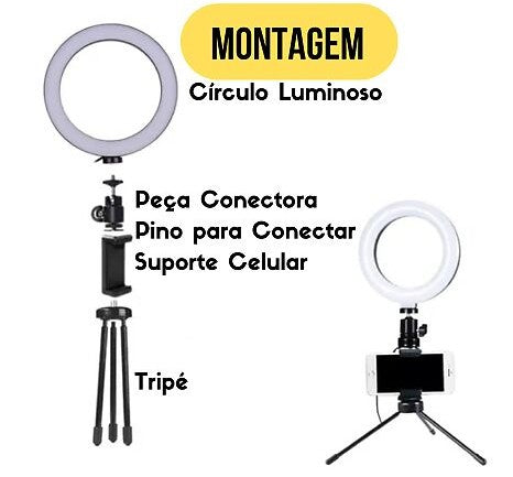 Ring Light Led Mesa Iluminador Pequena Tripé 6 Polegada 16cm