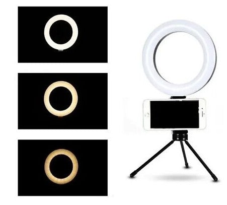 Ring Light Led Mesa Iluminador Pequena Tripé 6 Polegada 16cm